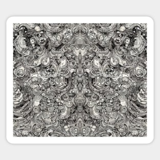 Abstract Black and White Ornate Pen and Ink Drawing Sticker